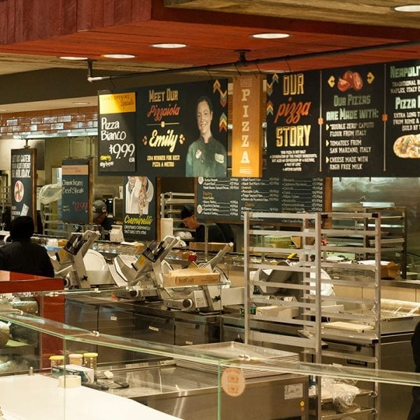 Kitchen inside of a grocery store.